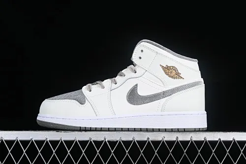 All categories Air Jordan Jordan series basketball shoes Air Jordan 1 Mid G version pure original Air Jordan 1 Mid AJ1 Joe 1 rice gray Chinese culture casual sneakers FB9899-100